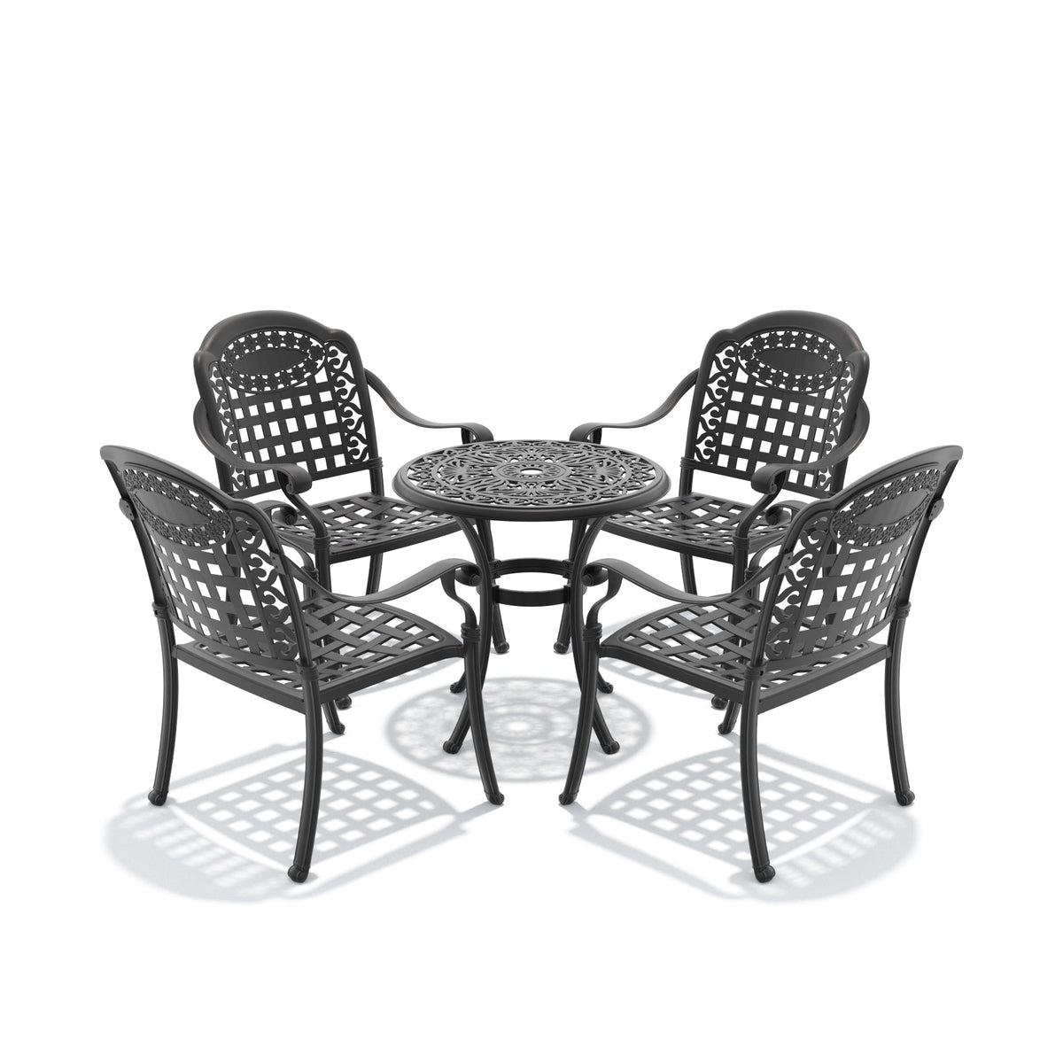 Cast Aluminum Patio Furniture Set with Cushions - Black, 5-Piece