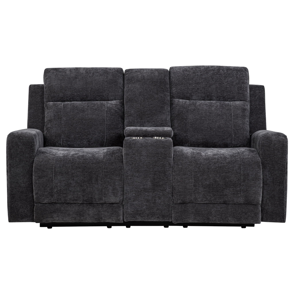 Kennett Chenille Upholstered Power Reclining Loveseat Grey