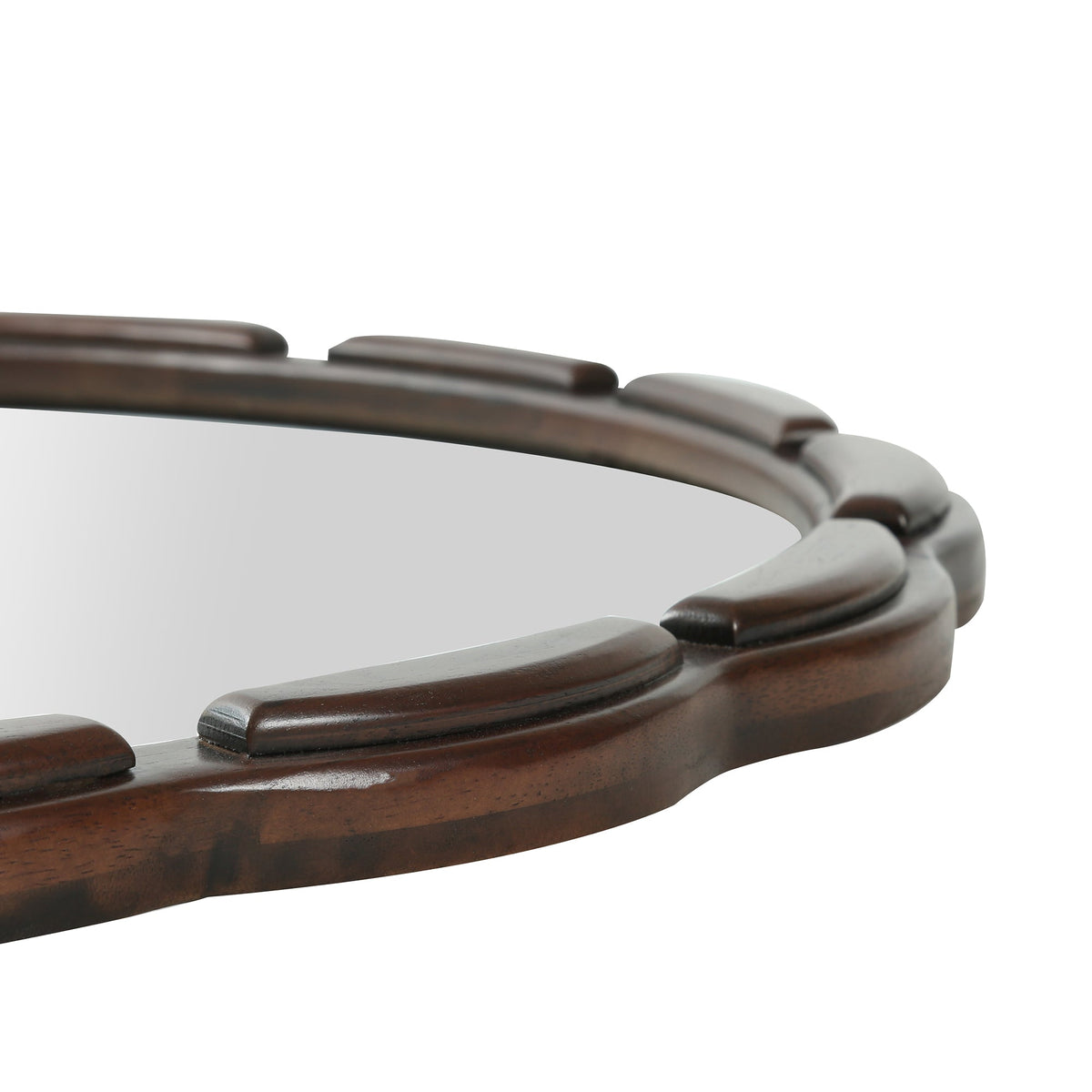 Round Wood Wall Mirror with Solid Wood Frame - 31.5"