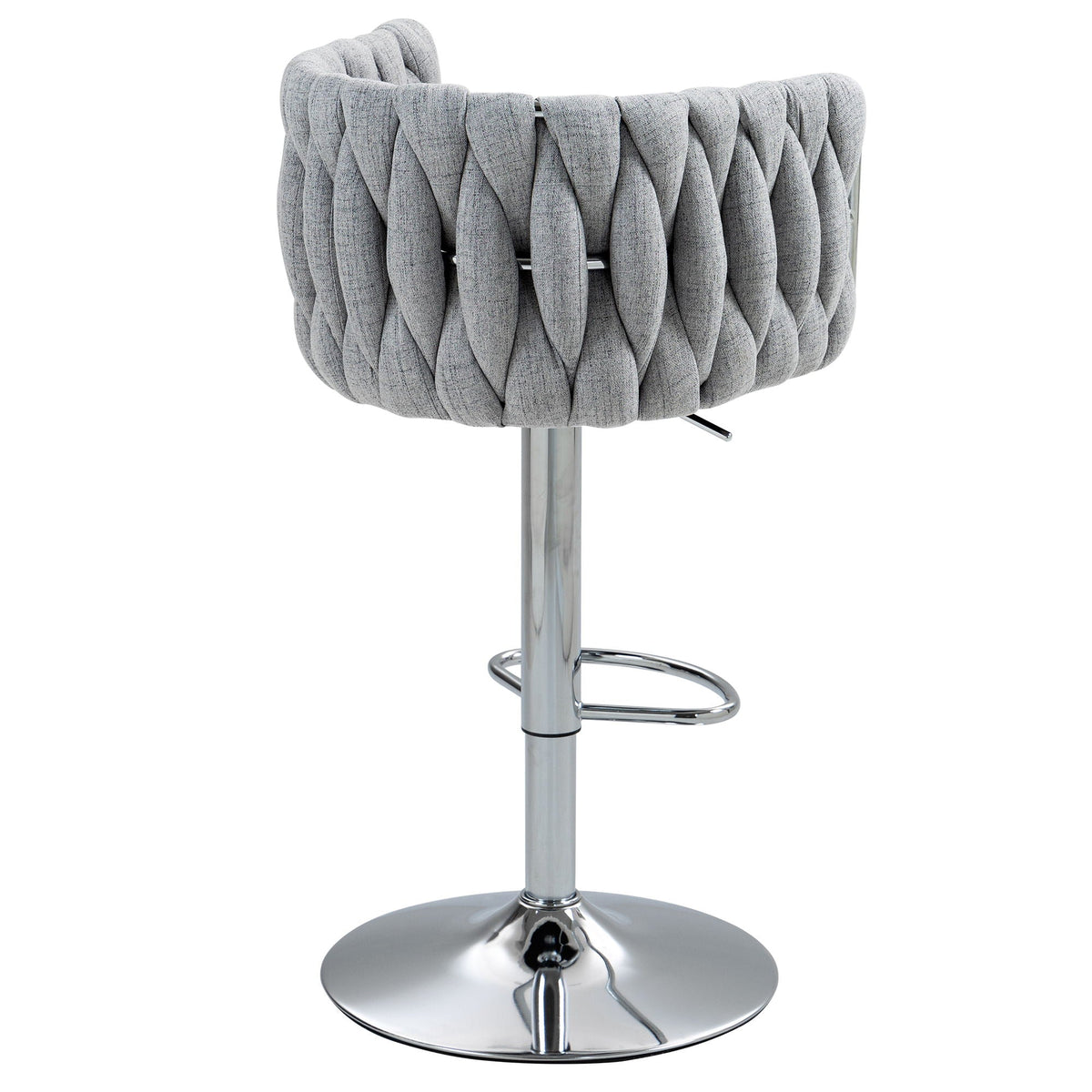 Adjustable Gray Counter Stools with 360° Swivel & Woven Back - Set of 2