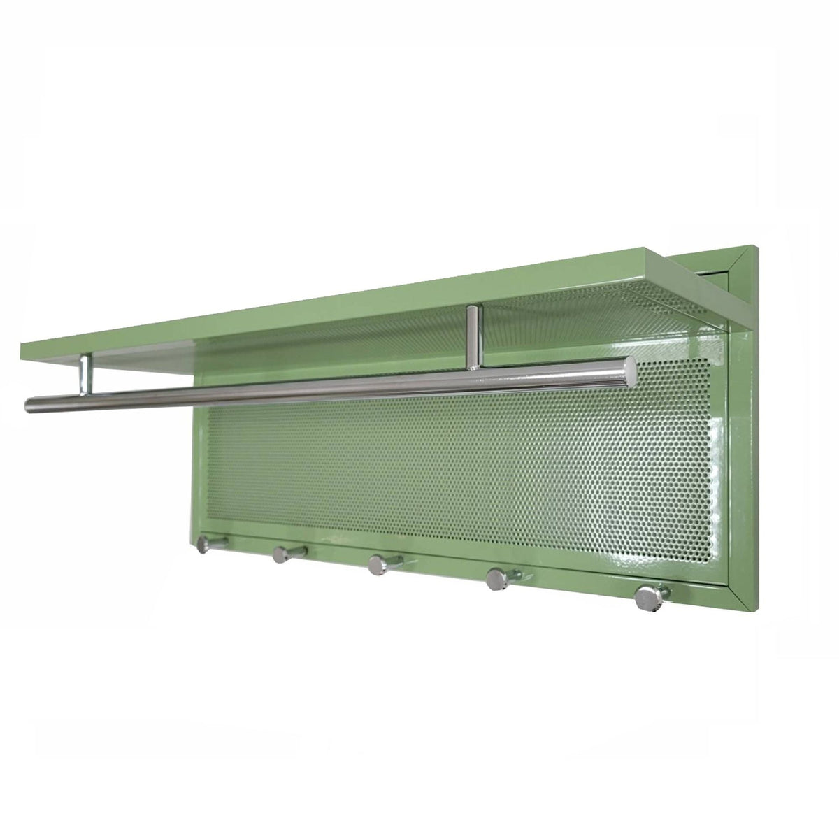 Powder Coated Metal Wall Mounted Coat Rack with Shelf - Multiple Colors