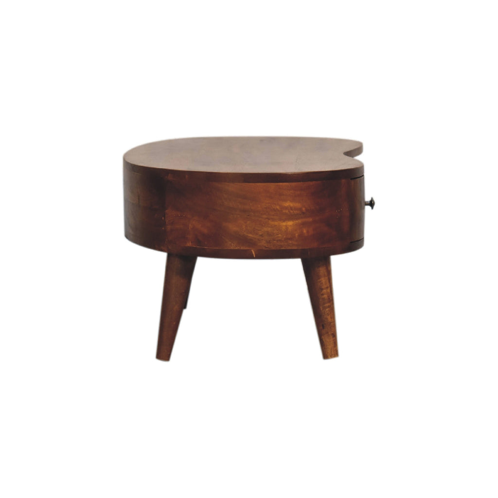 Solid Wood Mini Chestnut Wave Coffee Table with Drawer - Chestnut Finish