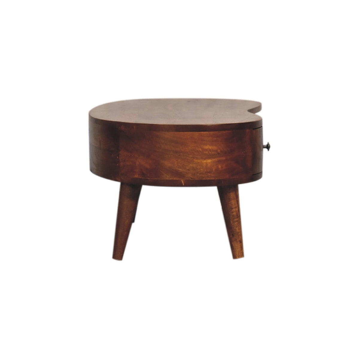 Solid Wood Mini Chestnut Wave Coffee Table with Drawer - Chestnut Finish