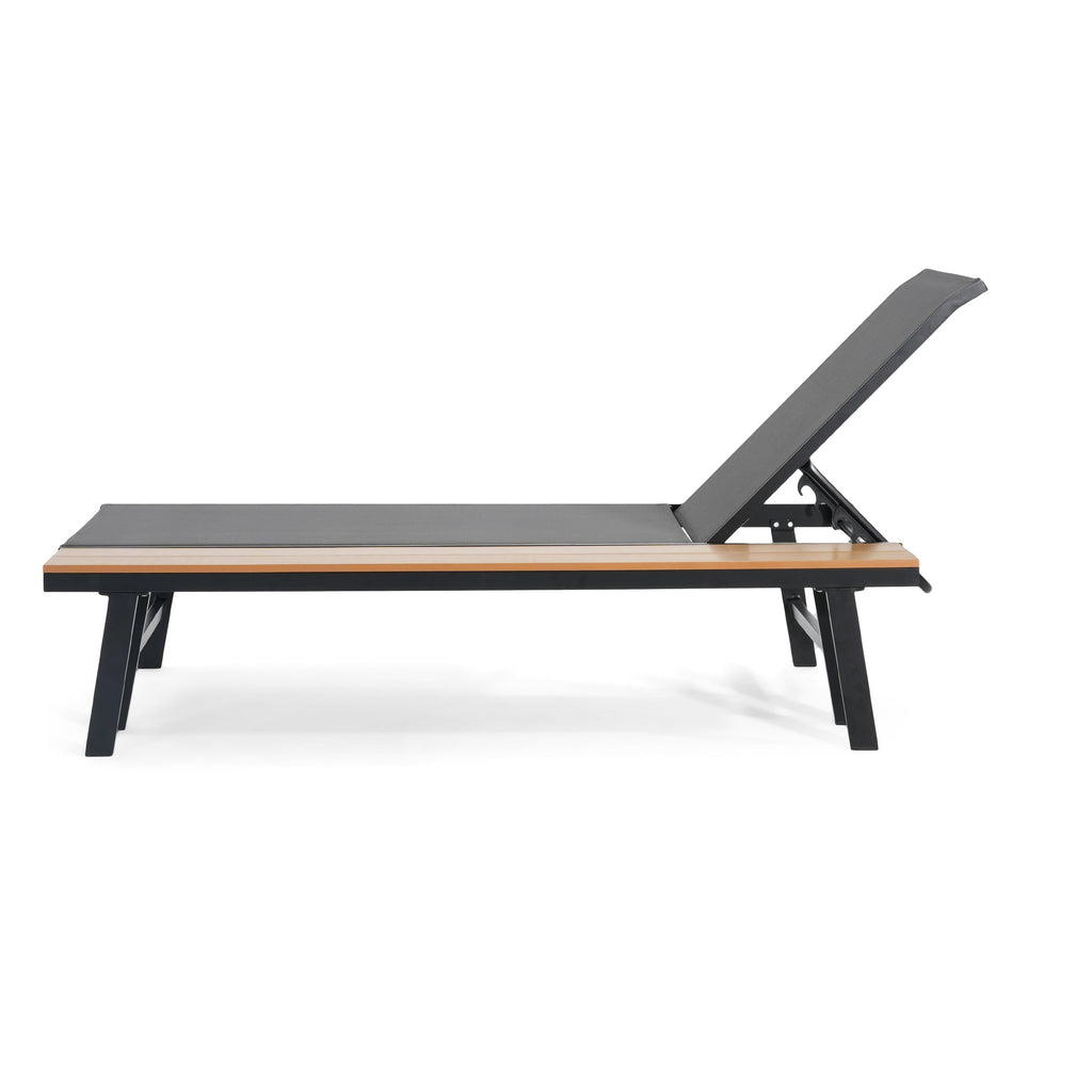 Waterloo Chaise Lounge Set with Attached Wood Side Table - Set of 2