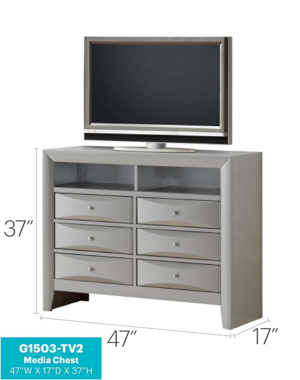 Media Chest with Modern Beveled Drawer Fronts - Multiple Colors