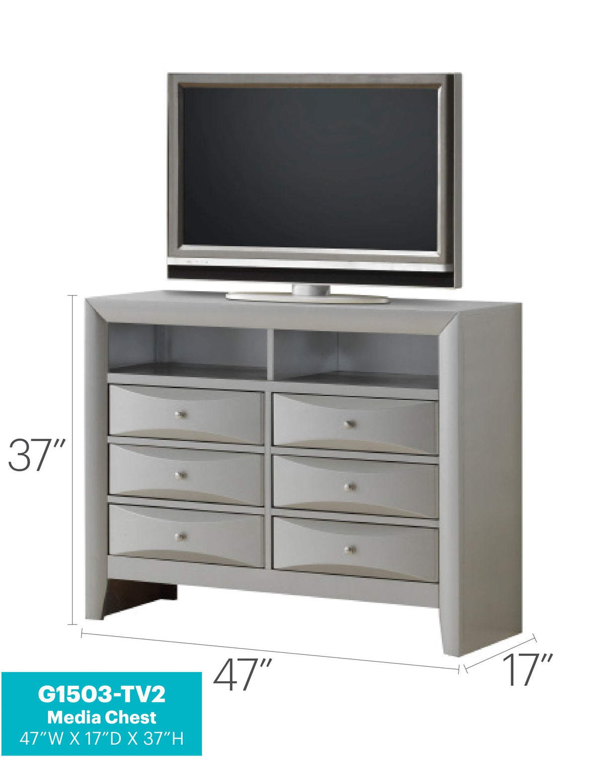 Media Chest with Modern Beveled Drawer Fronts - Multiple Colors