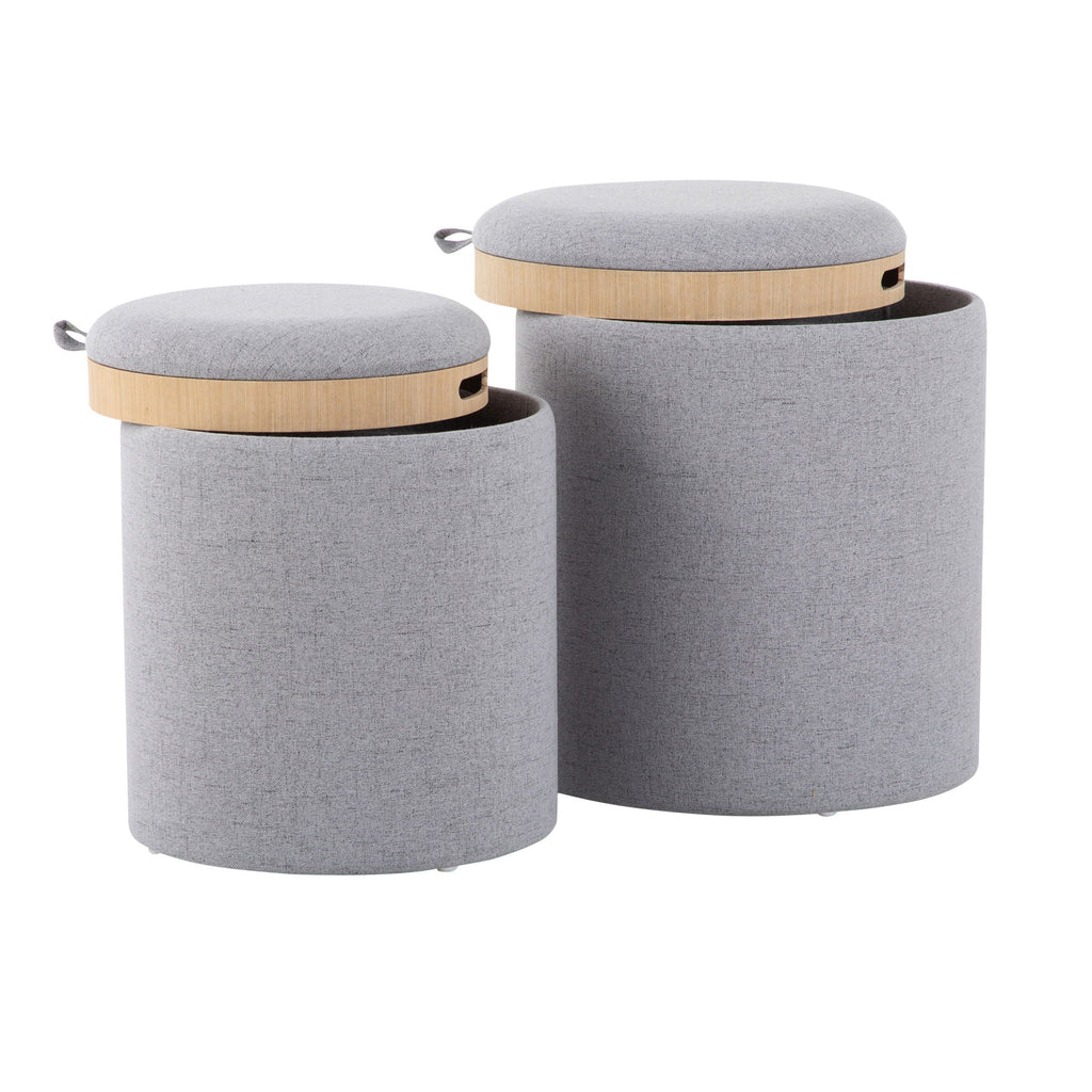 Contemporary Nesting Ottoman Set with Flip Tray Top - Multiple Colors