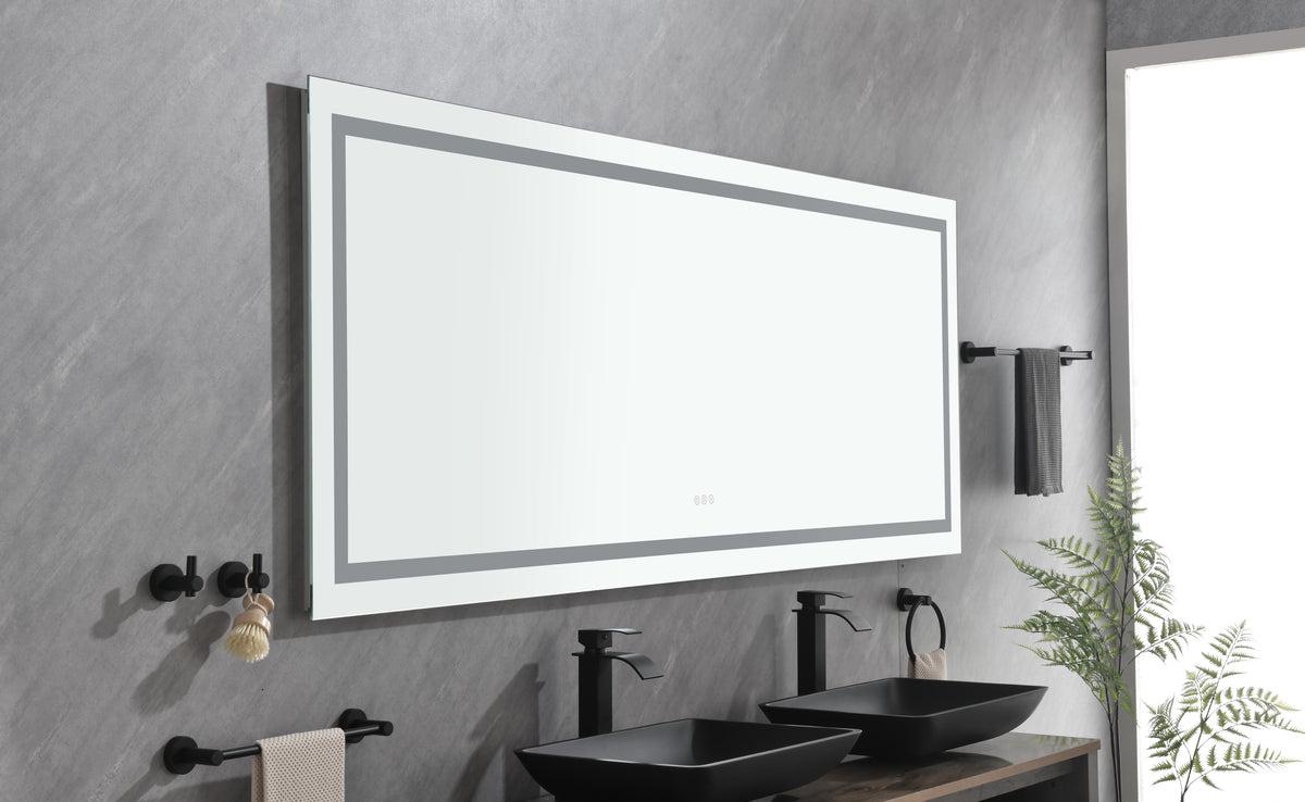 72" x 32" LED Bathroom Mirror with Front and Backlight - Anti-Fog Glass