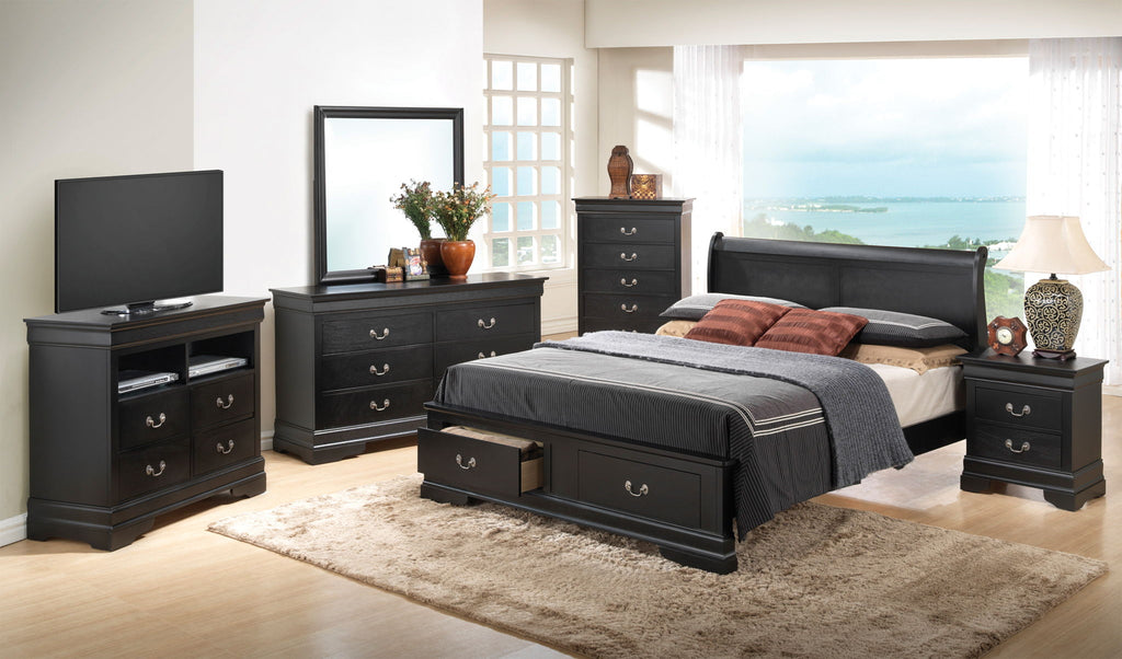 Upholstered Panel Sleigh Storage Bed with Dove Tail Drawers - Multiple Colors
