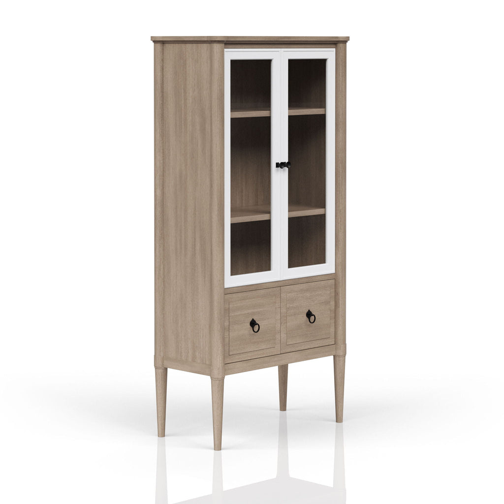 Display Bookcase with Glass Cabinet Doors - Sand