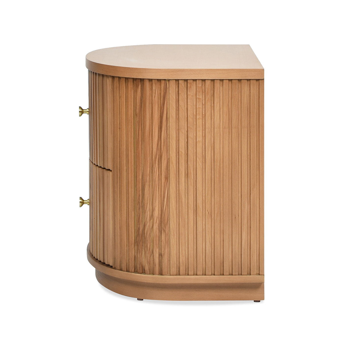 2 Drawer Storage Side Table with Fluted Carved Detail - Light or Dark Brown