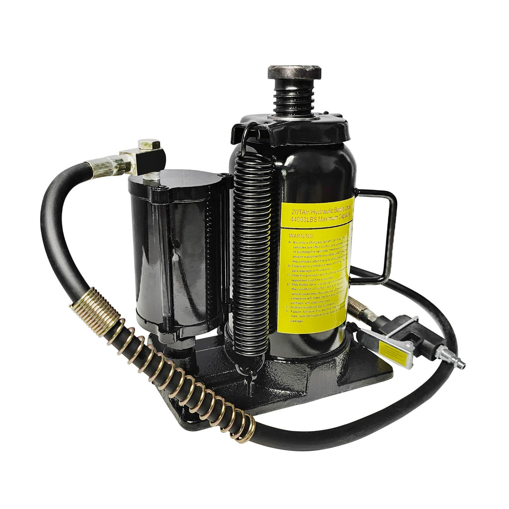Air Hydraulic Bottle Jack with 20 Ton Capacity and Adjustable Lifting Range - Black