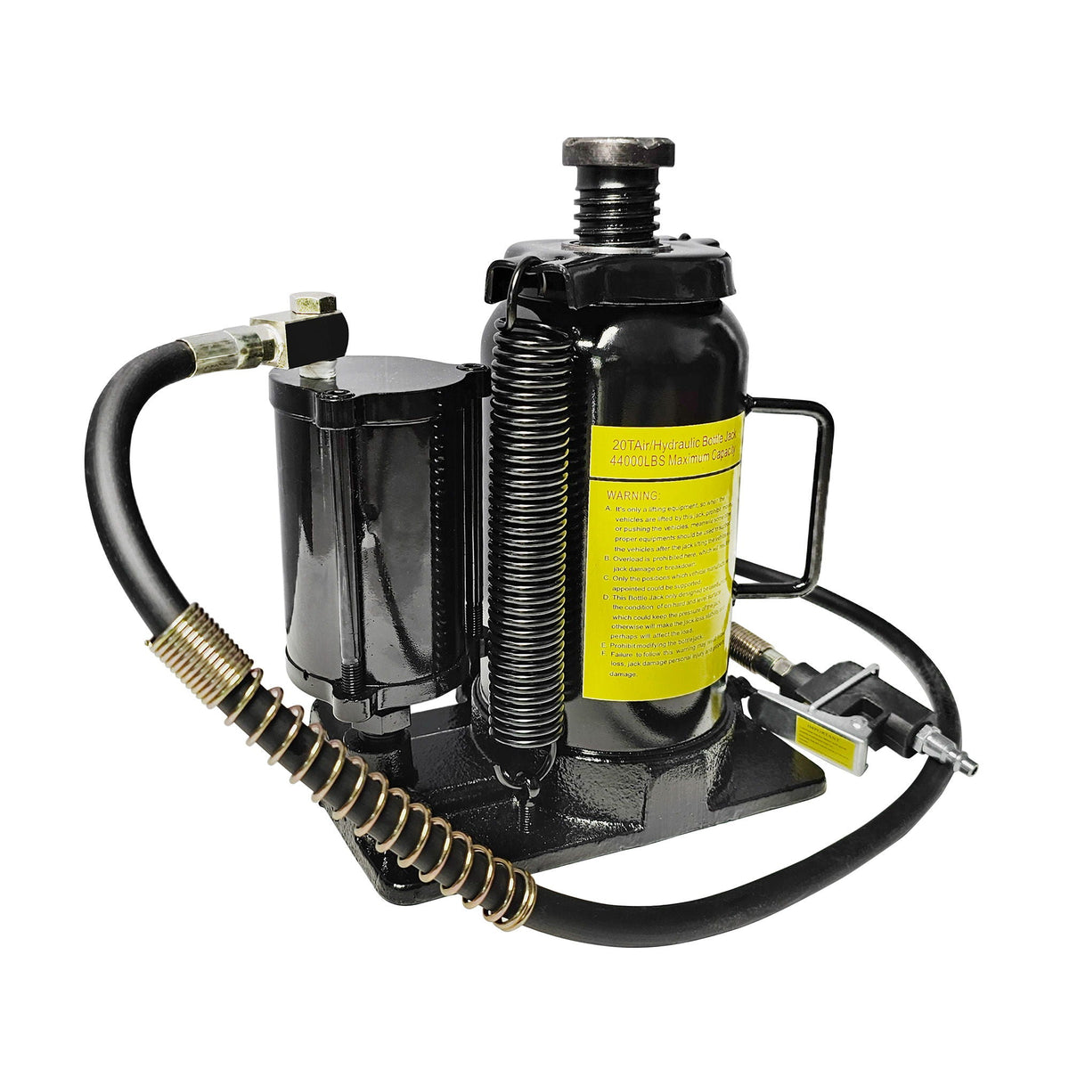 Air Hydraulic Bottle Jack with 20 Ton Capacity and Adjustable Lifting Range - Black