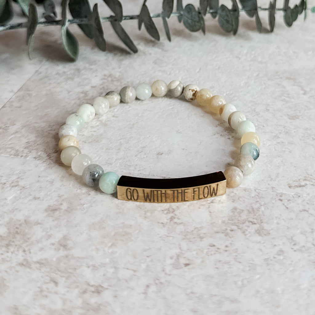 Go With The Flow Amazonite Beaded Bracelet | Mindfulness, Calming, Yoga Jewelry