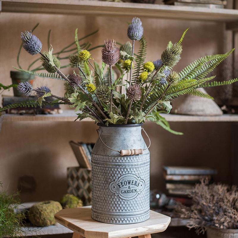 Faux Silk Artificial Thistle Flower Stem 26" Tall