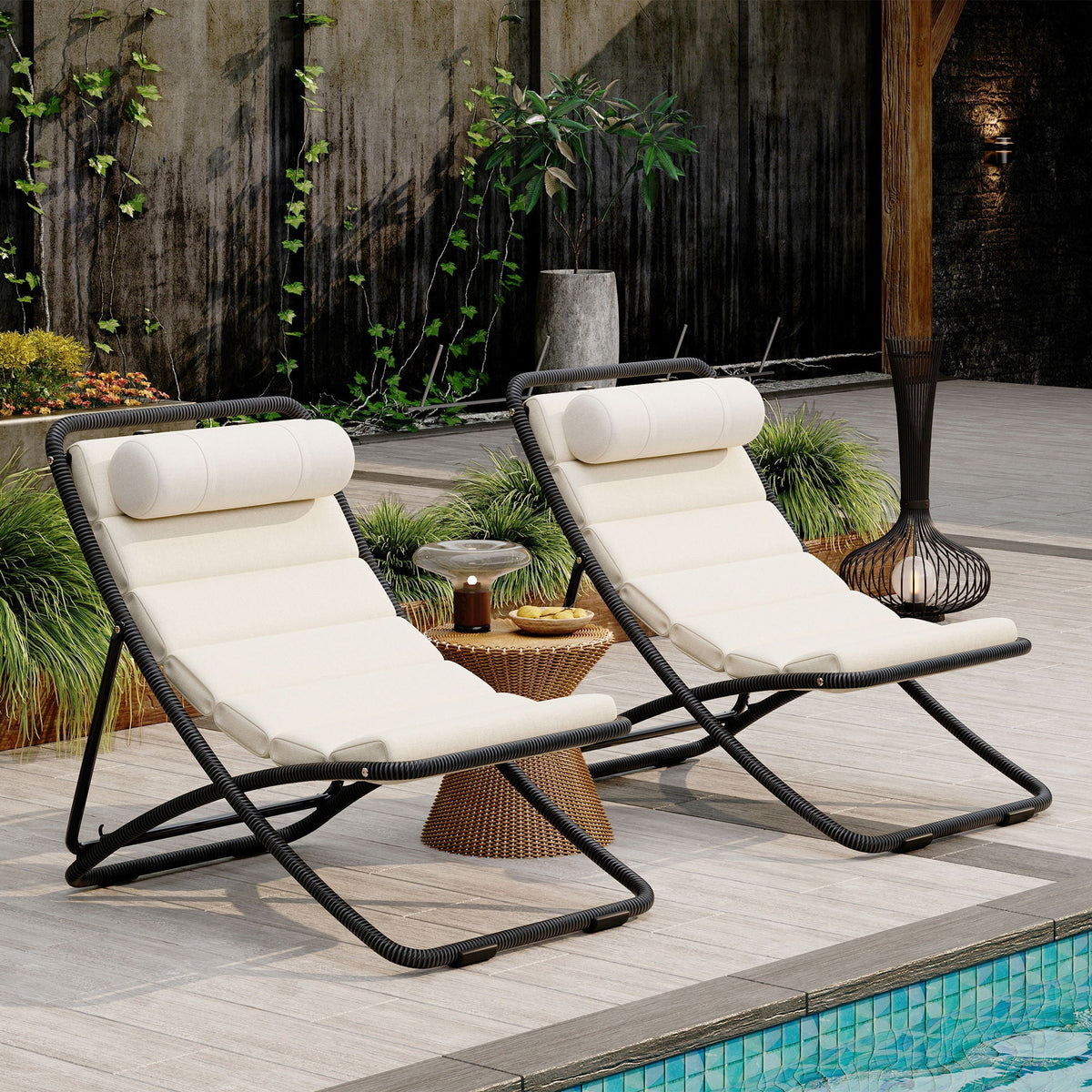 Outdoor Folding Chair Set with Adjustable Backrest – Black or Yellow