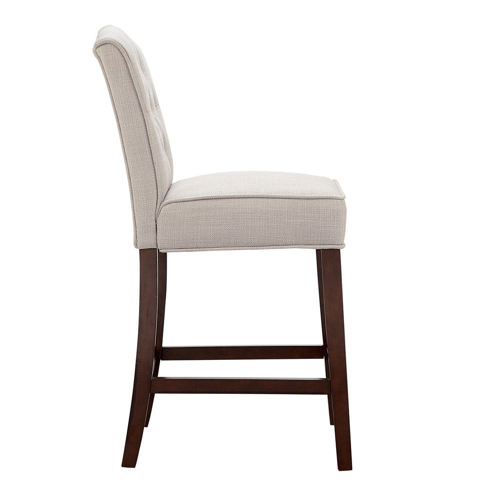 Tufted Counter Stool with Button Tufted Back - Tan