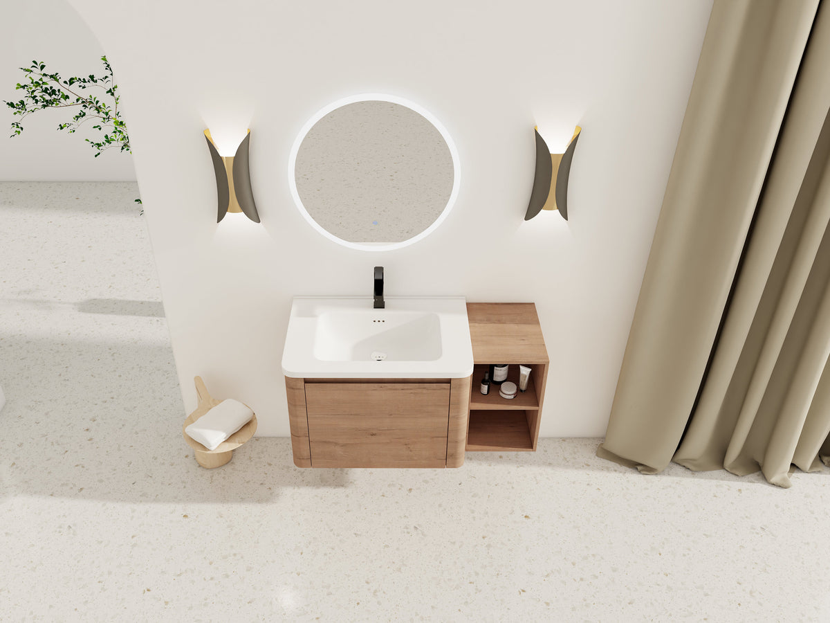40'' Wall-Mounted Bathroom Vanity with Storage - Plywood