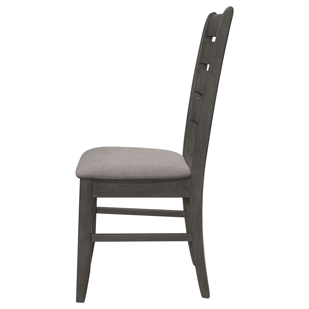 Padded Seat Dining Chairs with Tapered Slats - Set of 2, Dark Gray or Black
