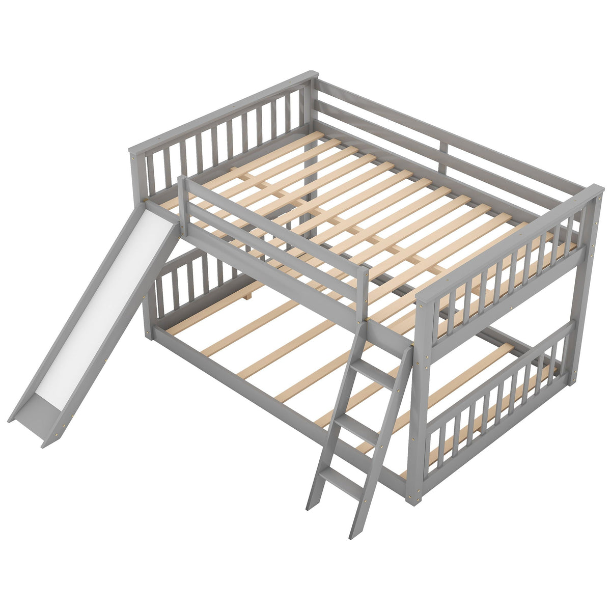 Bunk Bed with Convertible Slide and Ladder - White or Dark Gray
