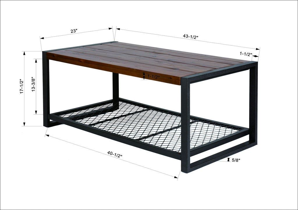 Console Coffee Table with Reclaimed Wood Finish - Natural
