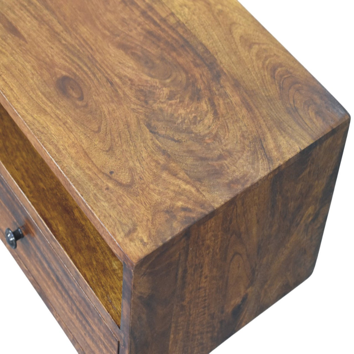 Solid Wood Lunar Wall-Mounted Media Unit with 2 Drawers - Chestnut