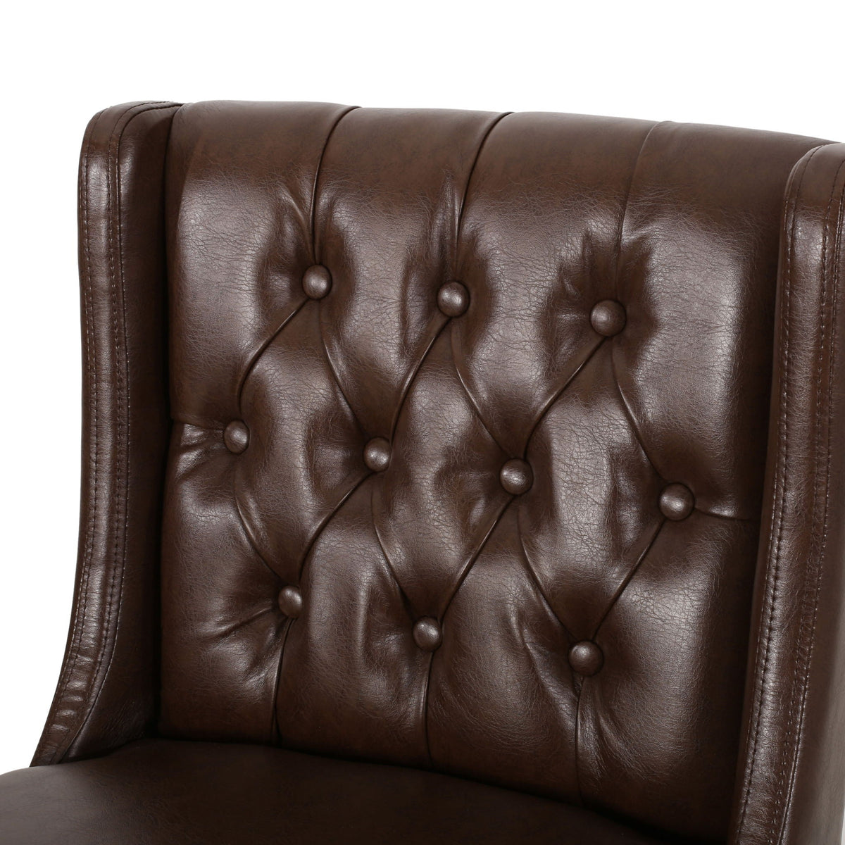 Upholstered Barstool with Button Tufted Wing Back - Multiple Colors