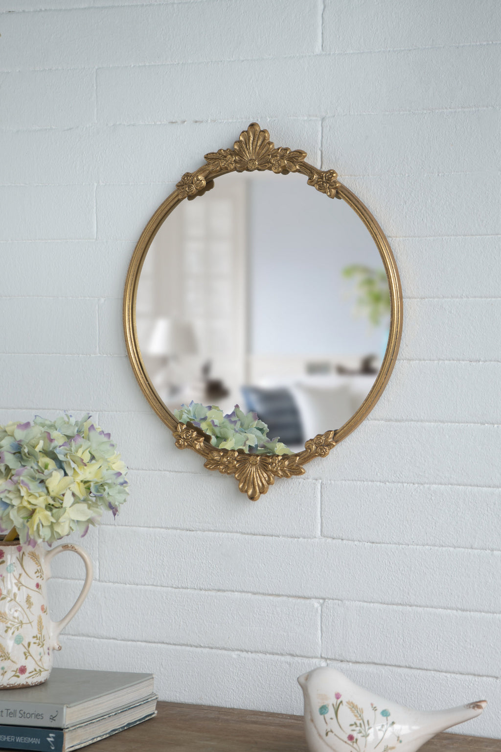 Gold Mirror Tray with Leaf Detailing - 19" W x 16" D x 1" H