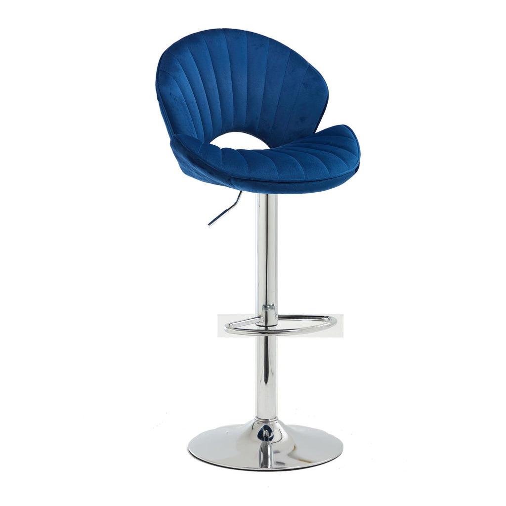 Adjustable Bar Stools Set of 2 with Back and Footrest - Navy