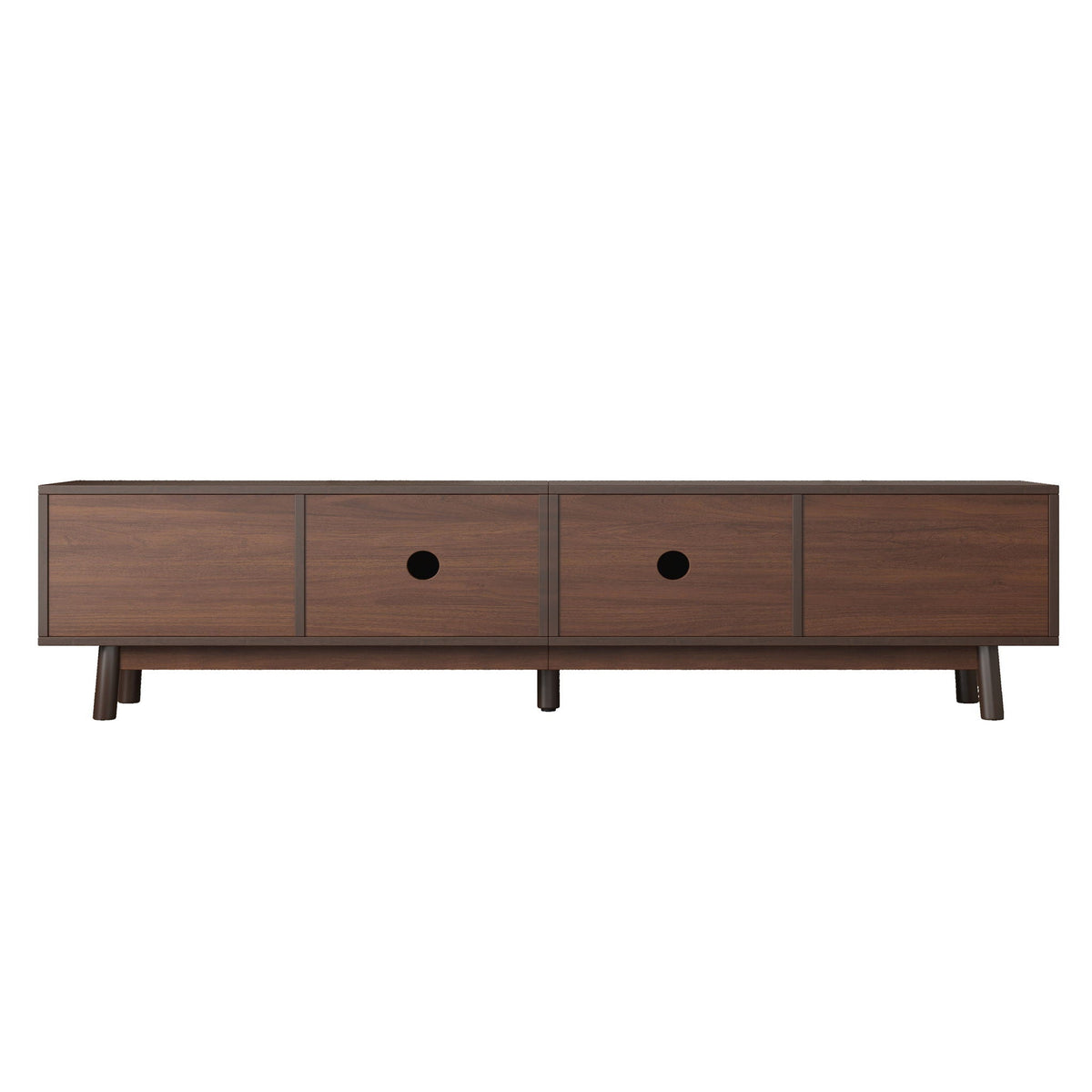 TV Stand for 80" TVs with Sliding Doors and Drawers - Dark Brown