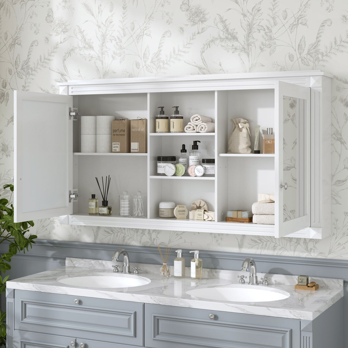 Modern Wall-Mount 2 In 1 Mirror Cabinet