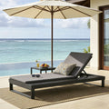 Black Acacia Wood Chaise Lounge with Cushions – Black