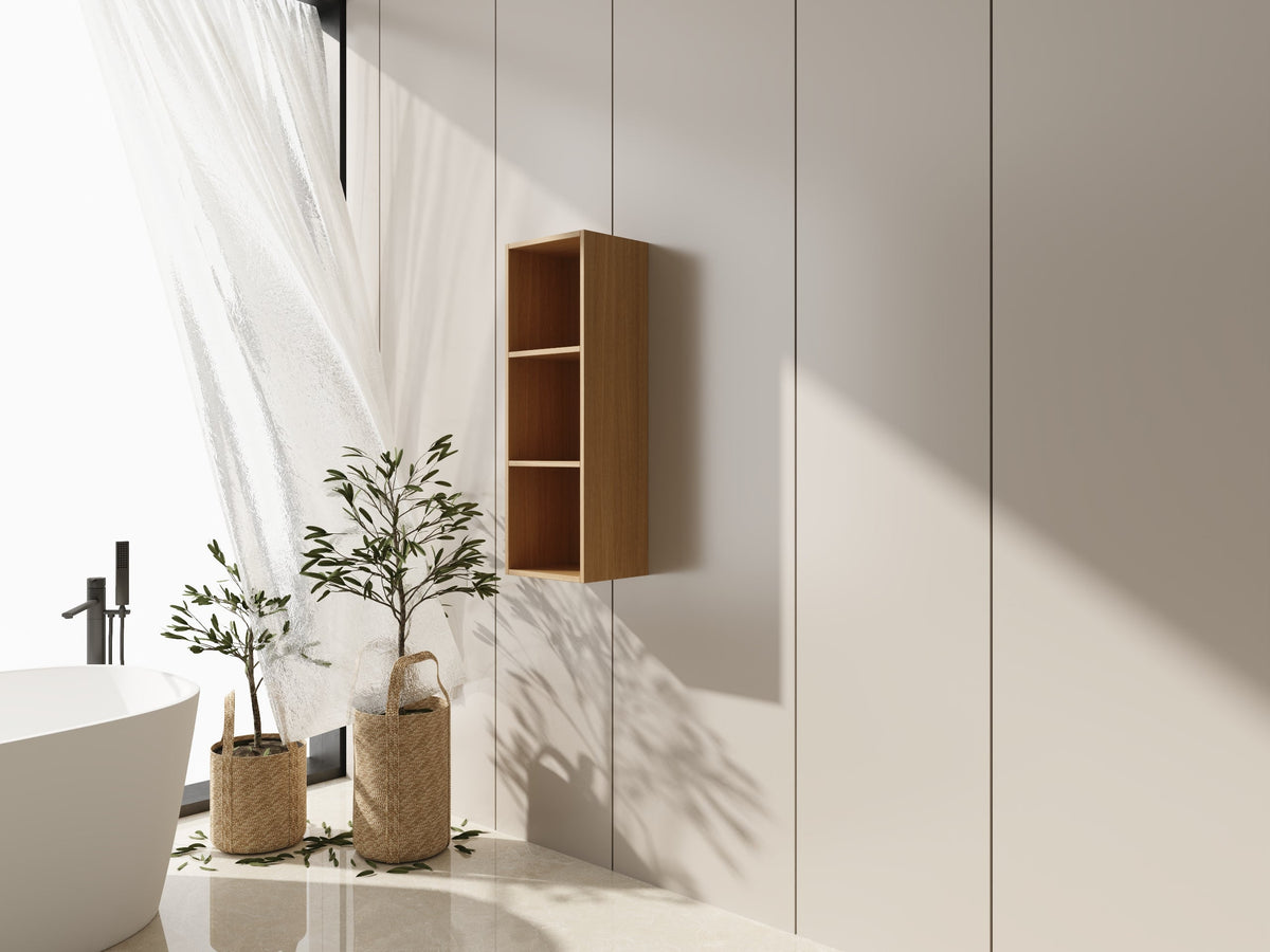 12 Inch Small Wall Mounted Storage Shelves with Plywood Construction - Oak