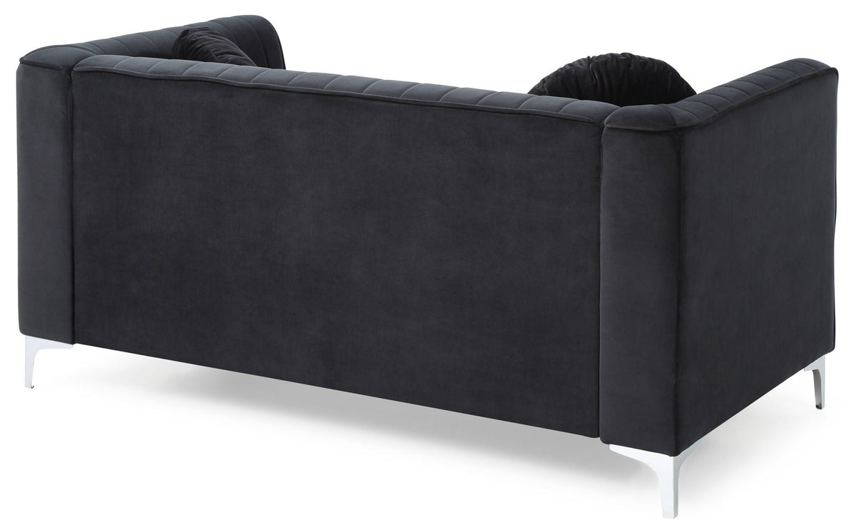 Glam Styled Micro Suede Loveseat with Channel Quilting - Multiple Colors