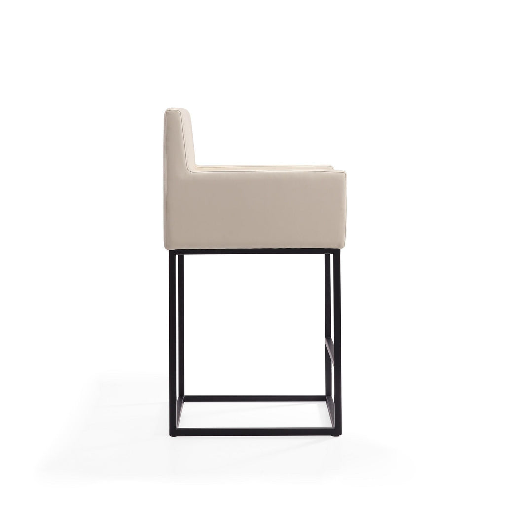 Ambassador Counter Stool with Square Frame and Armrests - Dark Gray or Beige