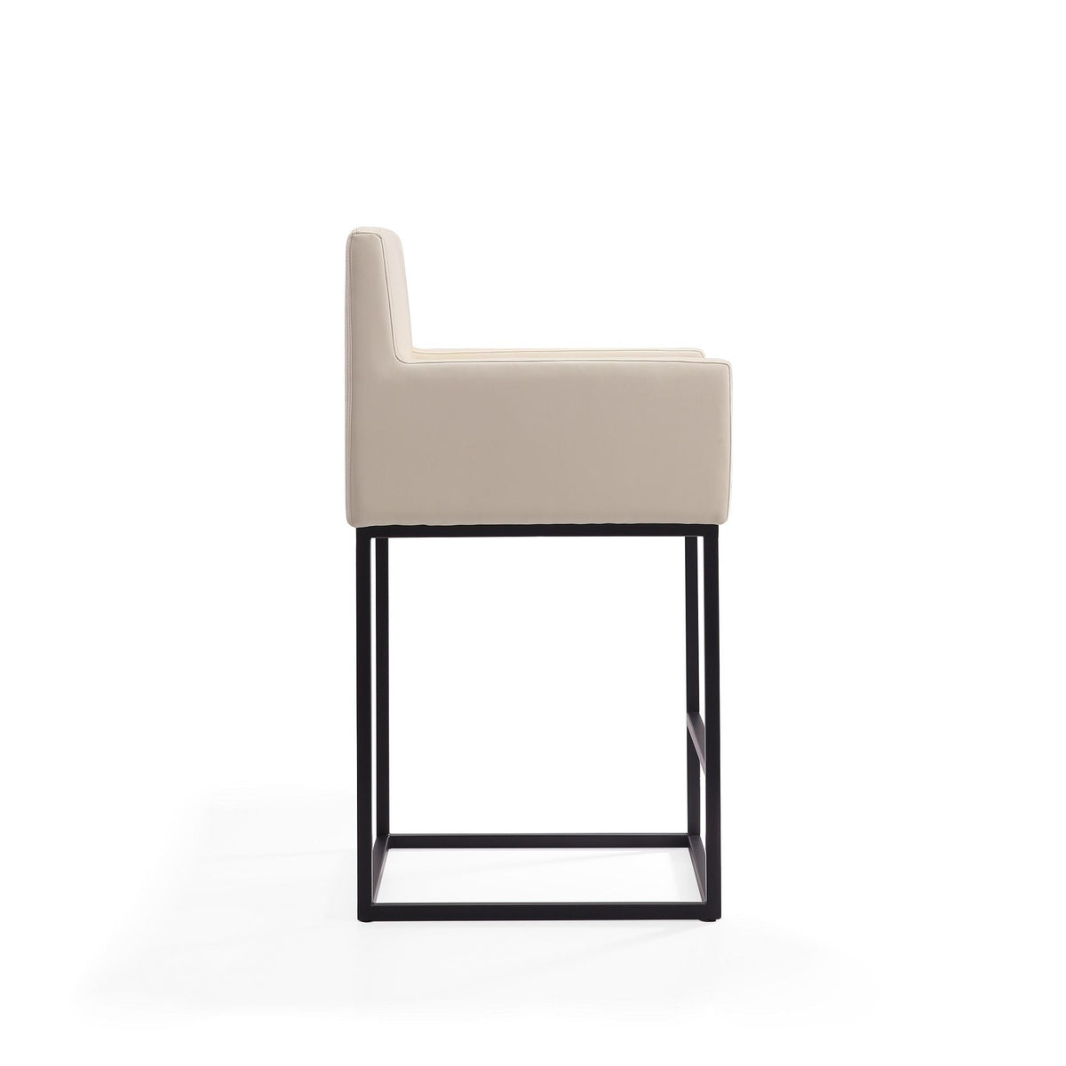Ambassador Counter Stool with Square Frame and Armrests - Dark Gray or Beige