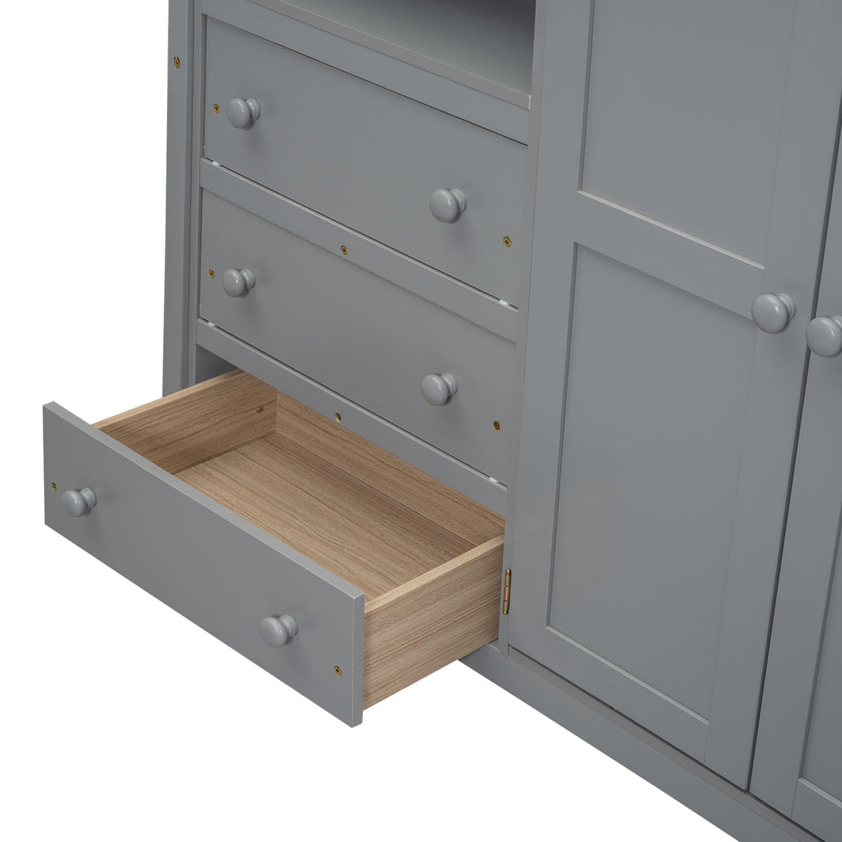 Full Size Loft Bed with Built-In Wardrobe, Shelves, and Drawers - White or Dark Gray