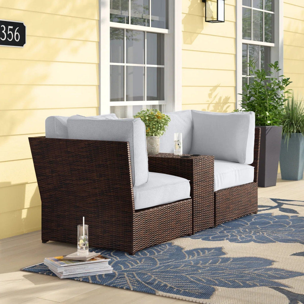 Outdoor Wicker Loveseat with Cushions - Gray or Dark Brown