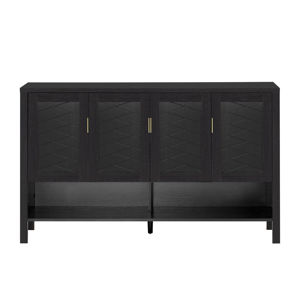 55.1" Storage Sideboard with 4 Doors - MDF, Black or Navy Blue