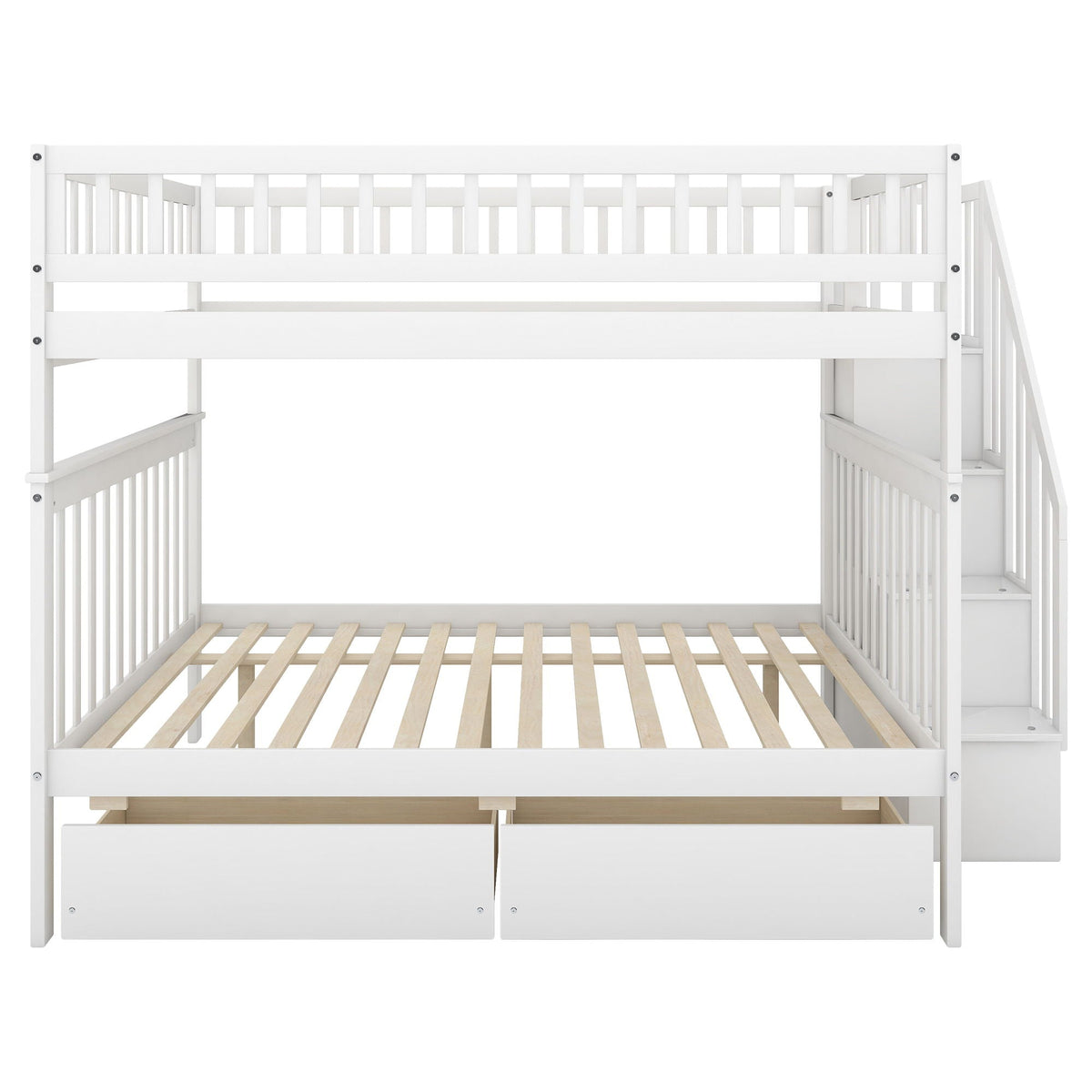 Bunk Bed with Staircase and Storage Options - Dark Gray or White