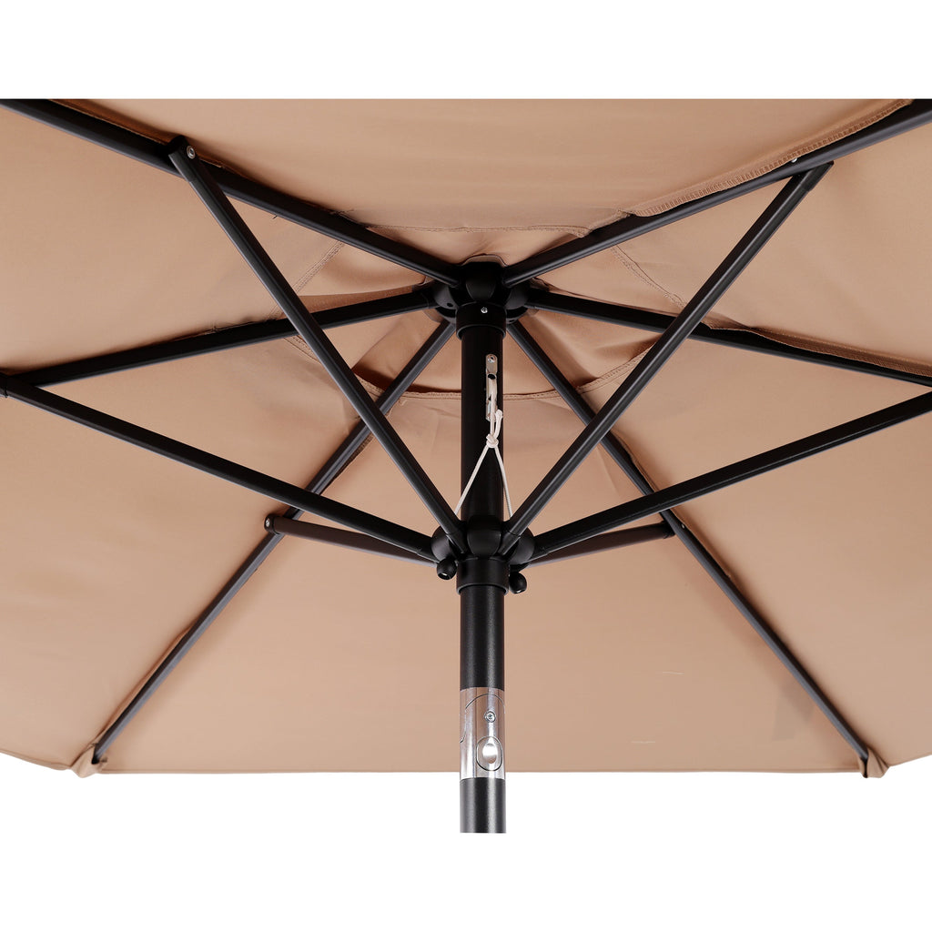7.5 Ft Patio Umbrella with Tilt and Crank Mechanism - Brown, Beige, Blue, Grey, Orange