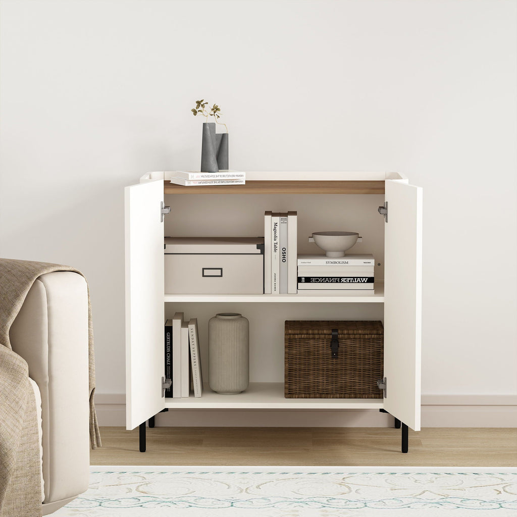 Abbey Accent Cabinet with Soft Close Doors and Rounded Edges - White or Light Brown