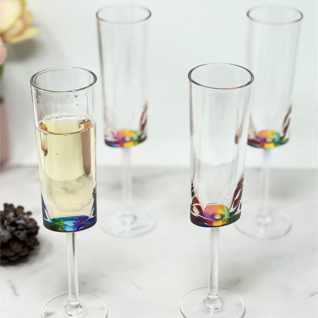 Clear Acrylic Unbreakable Champagne Flutes with 4 Oz Capacity - Set of 4
