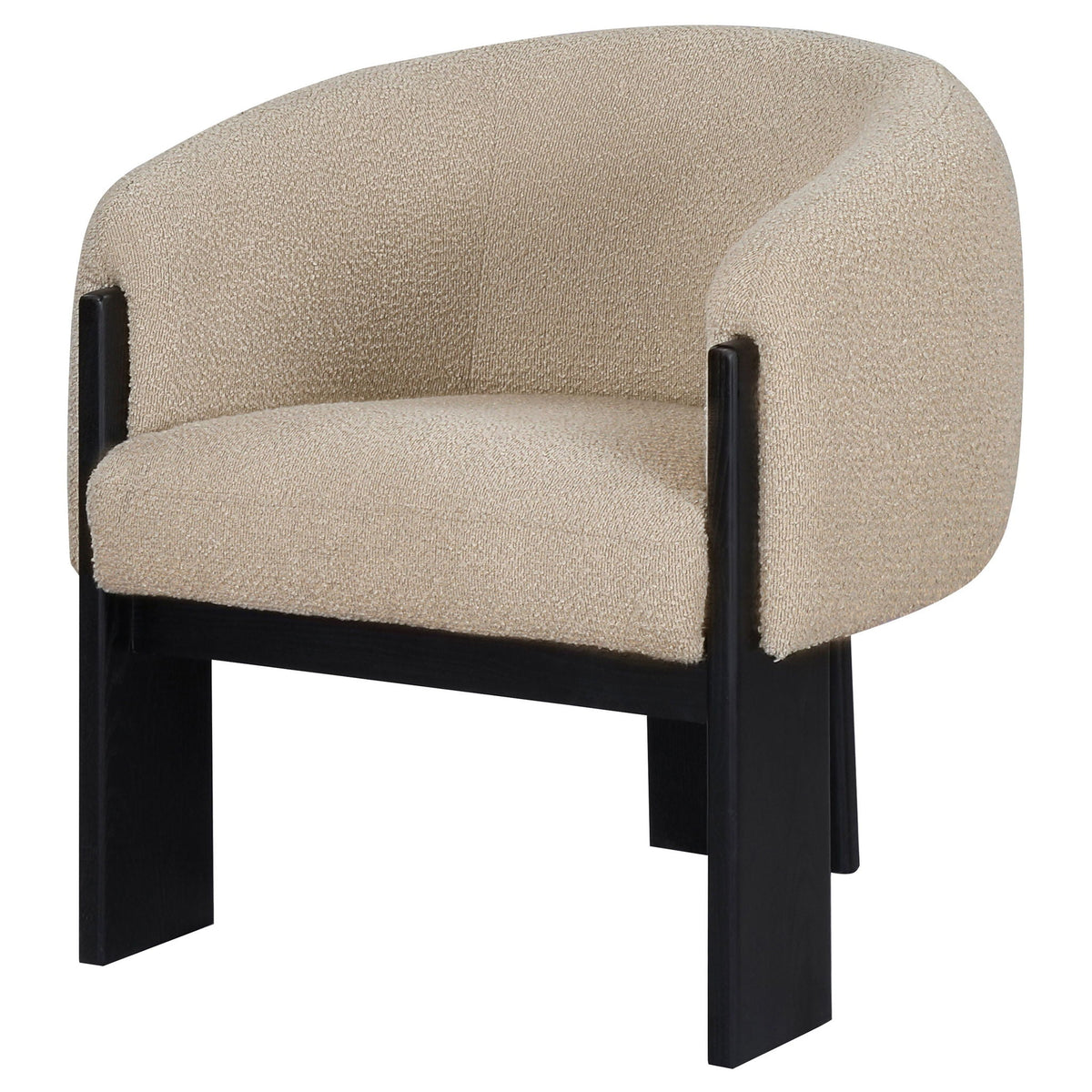 Valdez Boucle Upholstered Barrel Back Accent Chair Beige