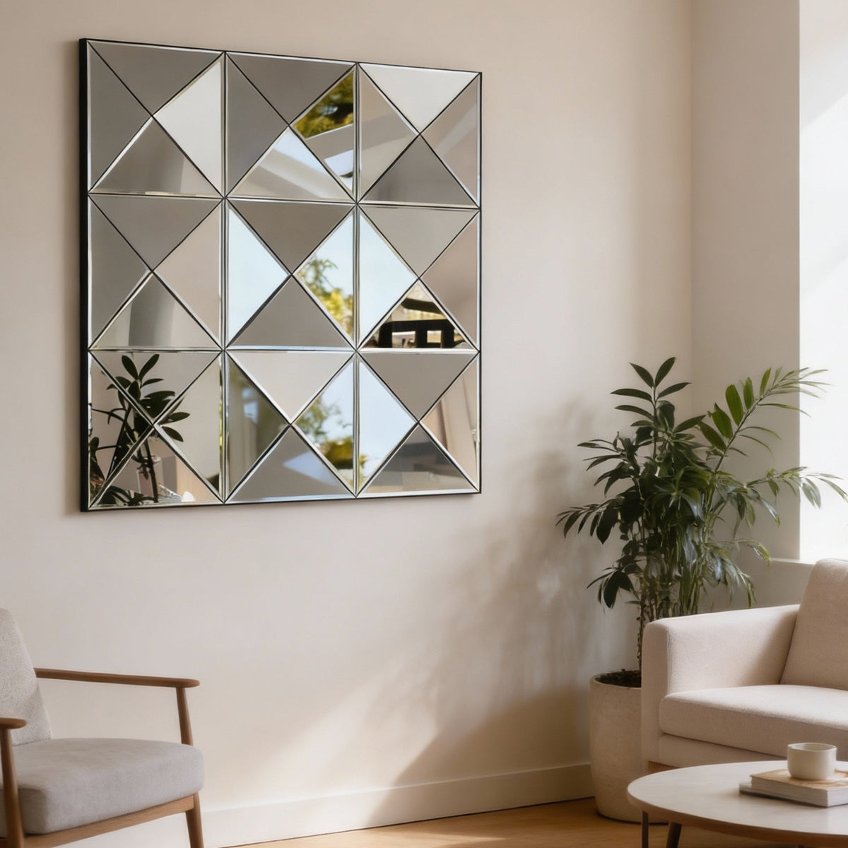 3D Mirror Wall Decor with Beveled Glass - 31.5"