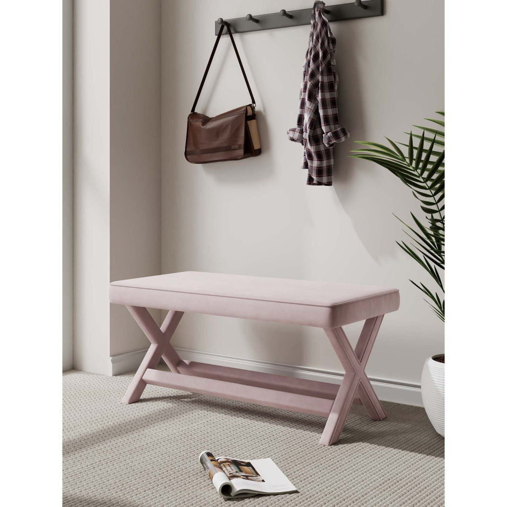 Accent Bench with Piped Cushion and Solid Wood Frame - Multiple Colors