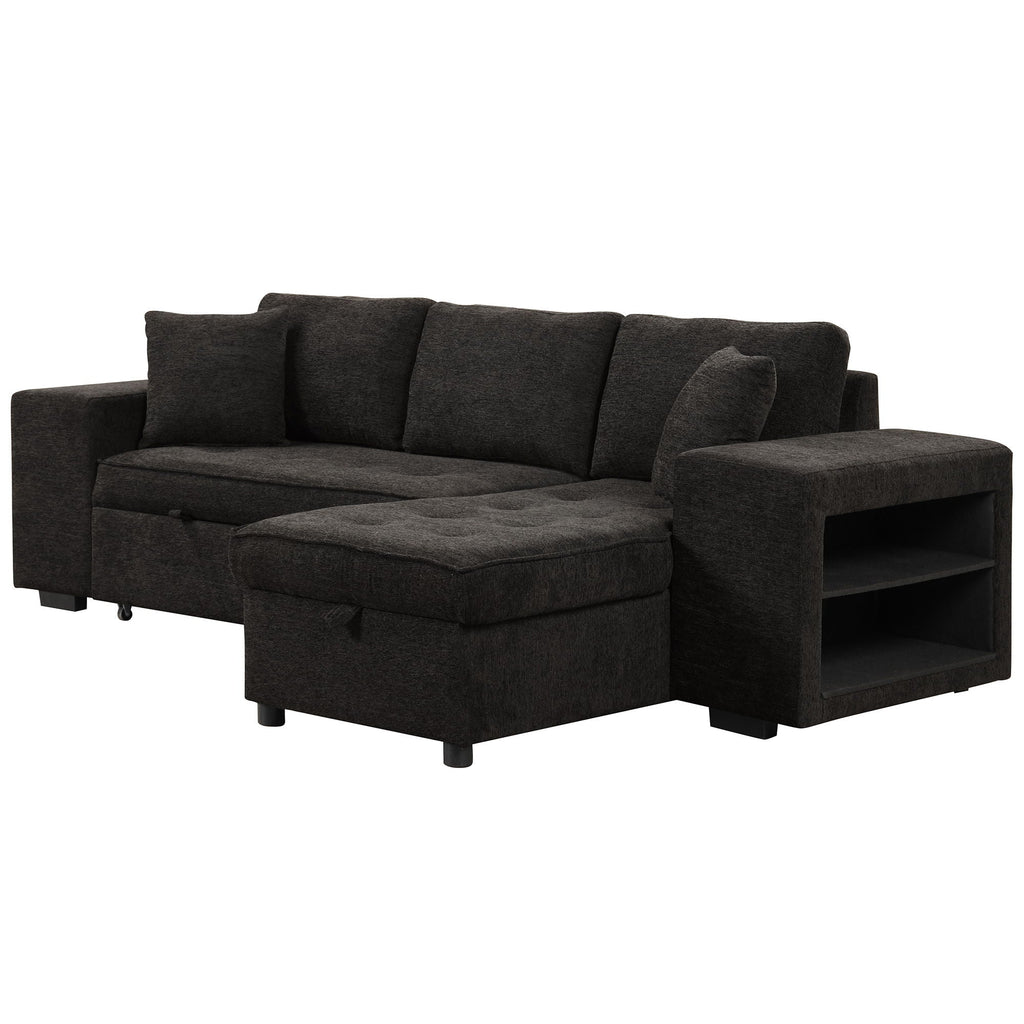 Reversible L-Shape Sleeper Sectional Sofa with Storage Chaise and 2 Stools - Multiple Colors