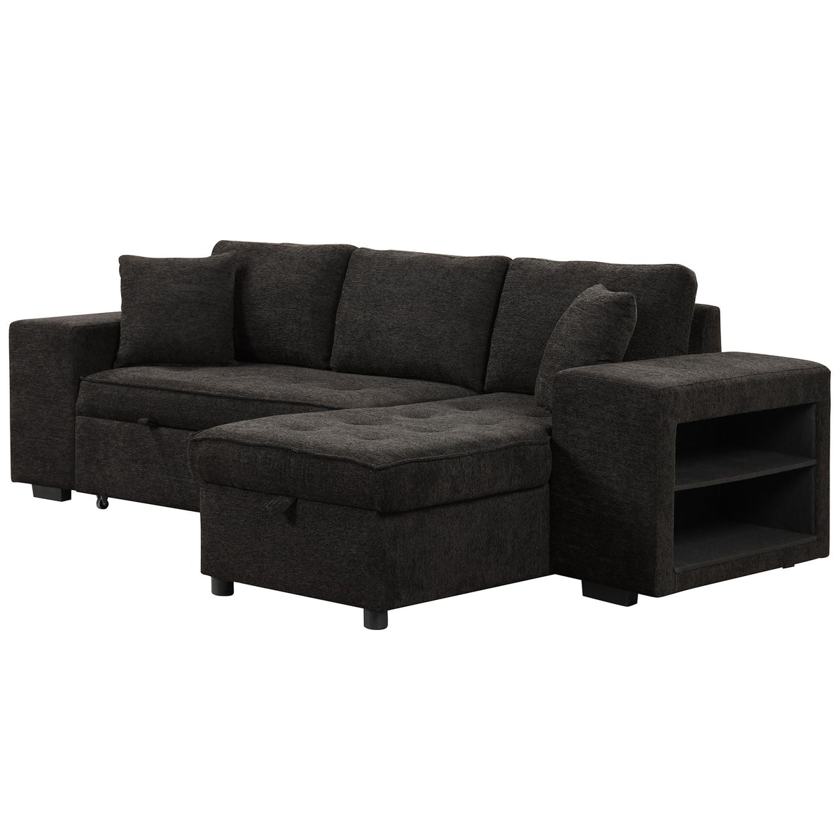 Reversible L-Shape Sleeper Sectional Sofa with Storage Chaise and 2 Stools - Multiple Colors
