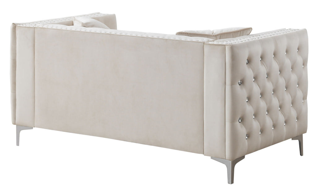 Elegant Track Arm Loveseat with Tufted Micro Suede - Multiple Colors