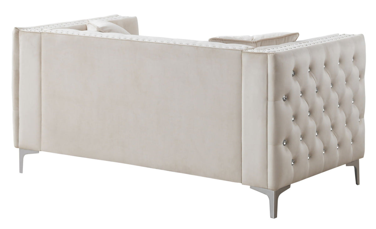 Elegant Track Arm Loveseat with Tufted Micro Suede - Multiple Colors